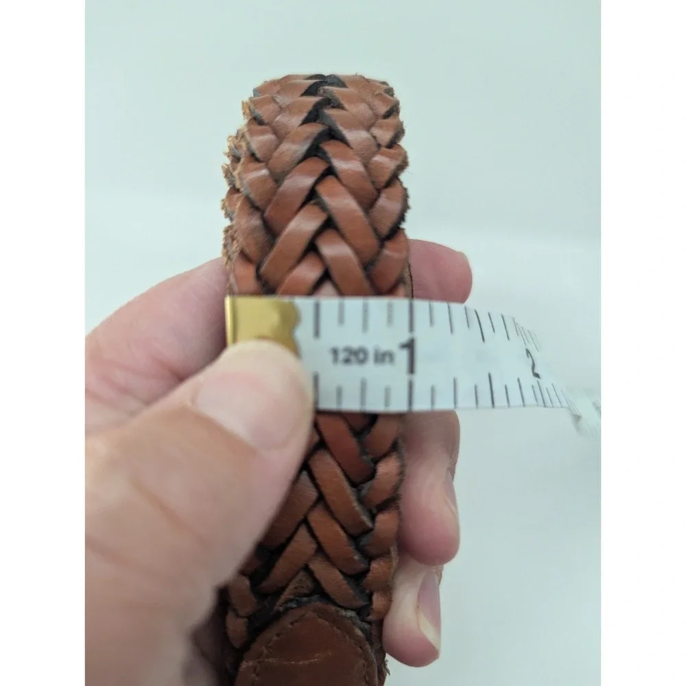 Vintage Leather Braided Belt Mens Size 36